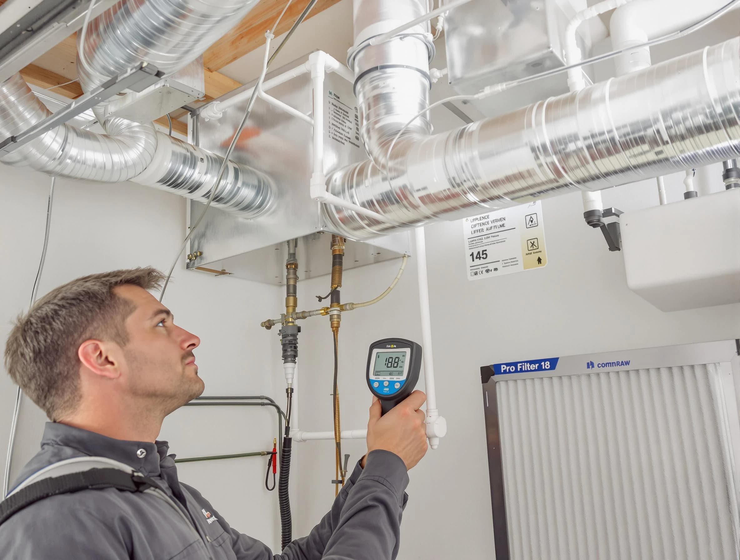 Welby Air Duct Cleaning expert conducting detailed filter system inspection using diagnostic tools in Welby