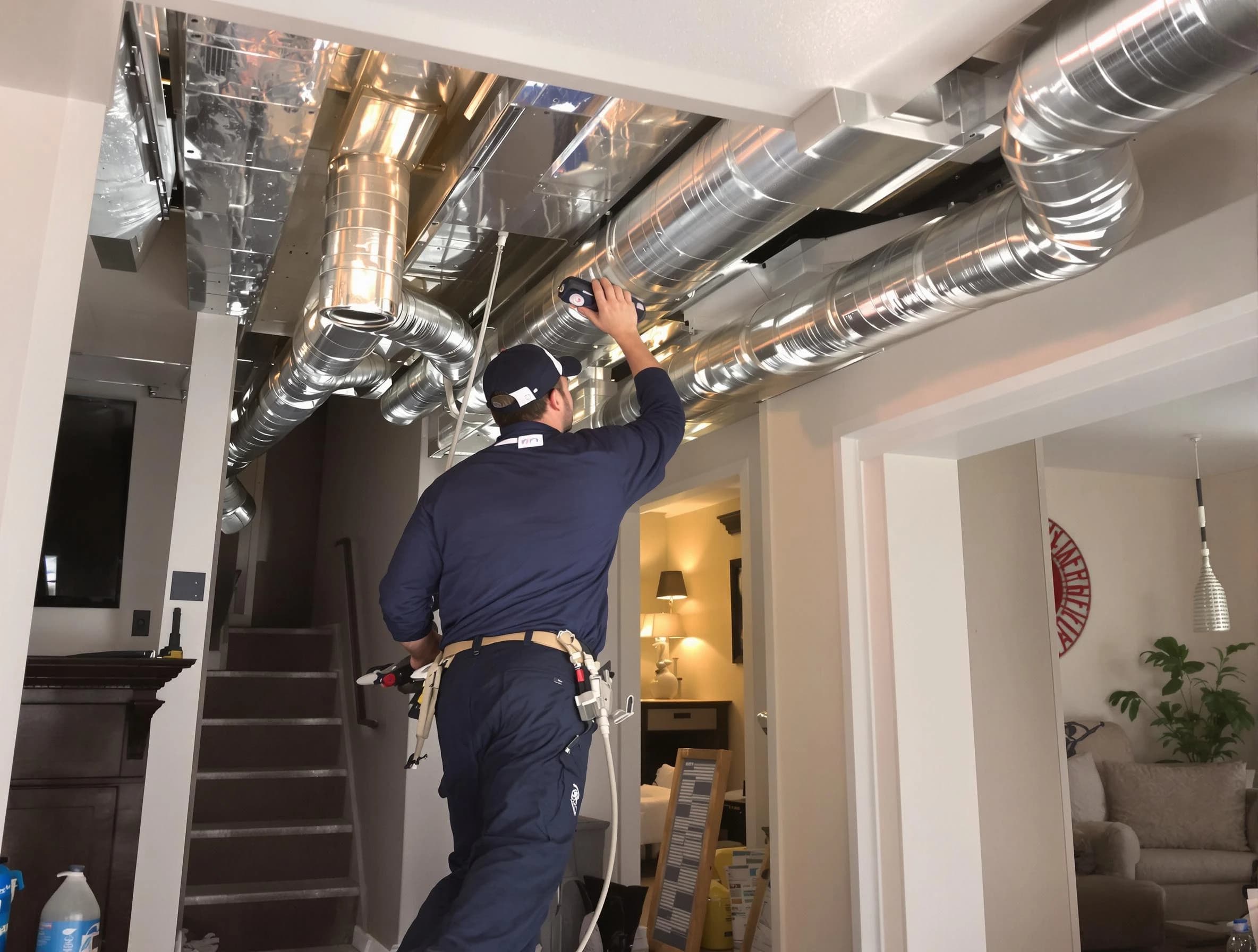 Welby Air Duct Cleaning expert performing specialized duct cleaning in a mobile home in Welby