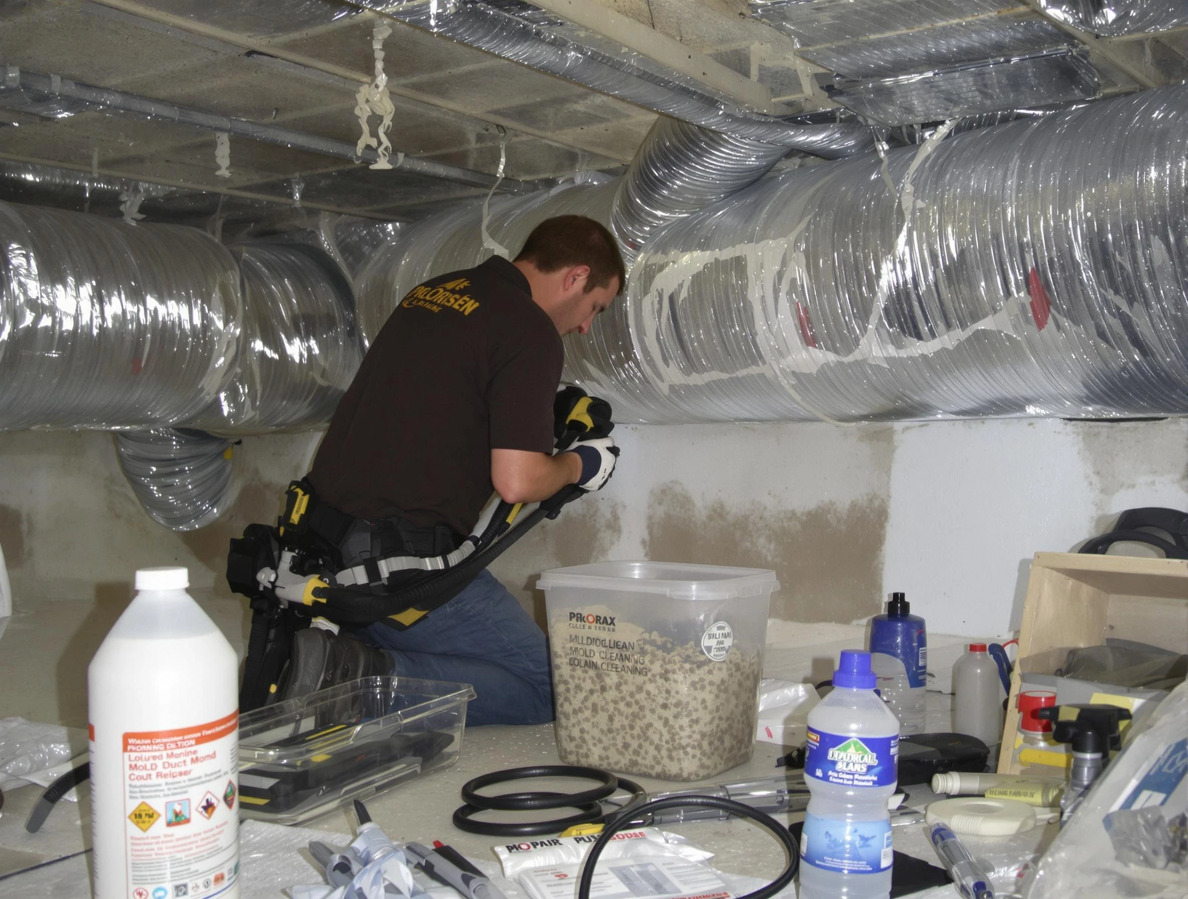 Welby Air Duct Cleaning specialist performing professional mold removal from air ducts in Welby
